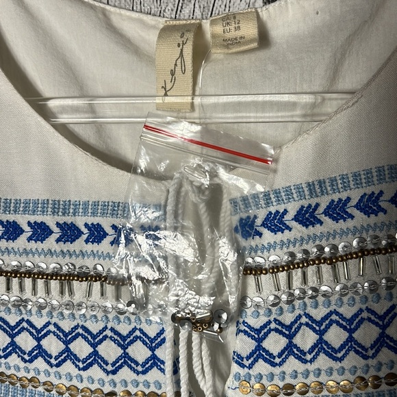 Kenji cream Beaded-sequined-Embroidered Front Sleeveless Lined dress size 8 - Picture 7 of 12